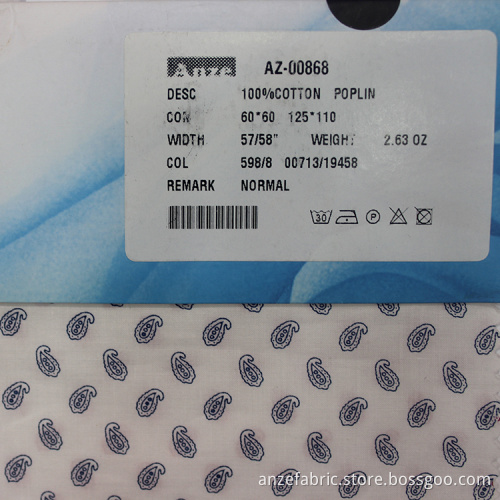 100% cotton poplin paisley pattern fabric for garment